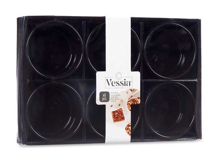 Vessia Set de 6 Bols en Porcelaine Noirs 350 ml - 10 x 6 x 10 cm (Set de 12)