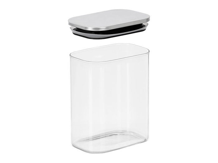 Vivalto Boîte Rectangulaire en Borosilicate 1,1L avec Couvercle en Acier, 12x14x8 cm (Set de 12)