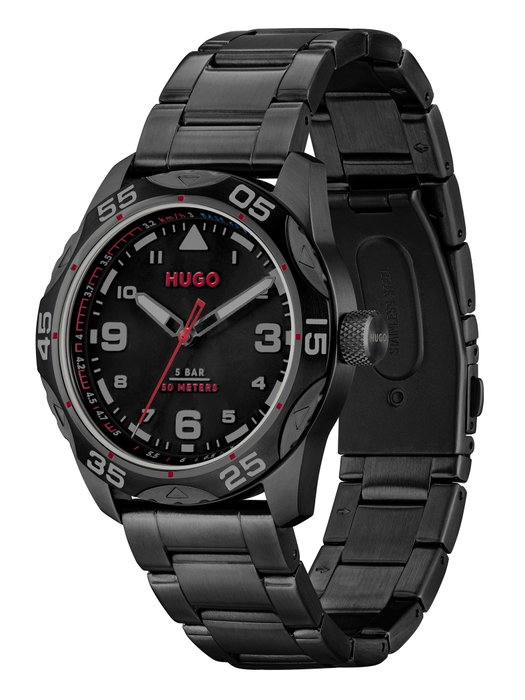 HUGO Montre Analogique 1530333 en Acier Inoxydable Noir