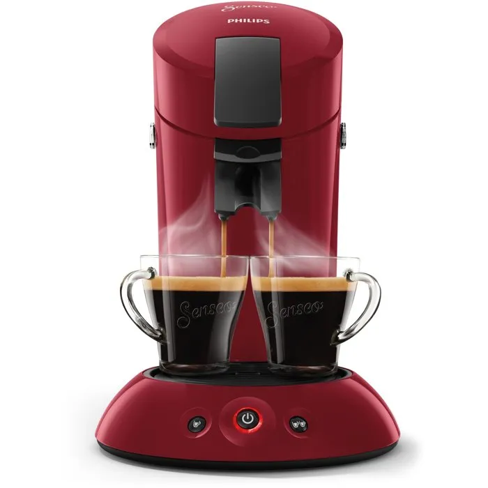 Philips Senseo HD6553/81 Machine à café à dosettes originale rouge avec booster d'arômes, crema plus et arrêt automatique