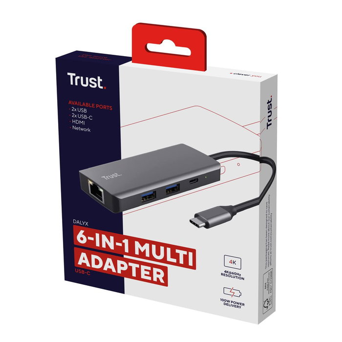Hub USB Trust 24968 Argenté