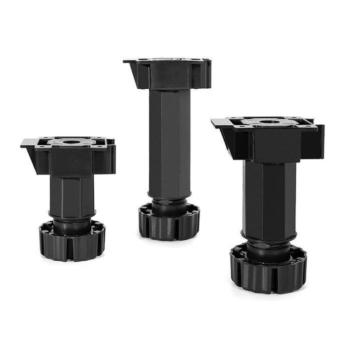 JUYPAL Pata De Cocina Octo Réglable 85-110 mm Finition Noir Sans Bouton Extension 1001-140 mm (Lot de 4)
