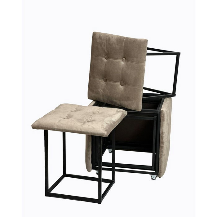 GO GIFT Jeu de tabourets Transformer Capuccino, Pouf 5 en 1, 5 Unités