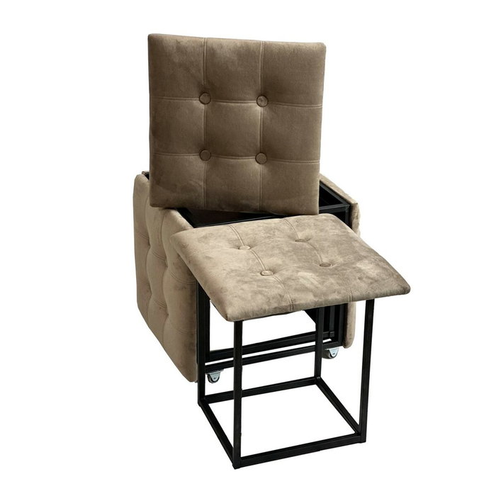GO GIFT Jeu de tabourets Transformer Capuccino, Pouf 5 en 1, 5 Unités