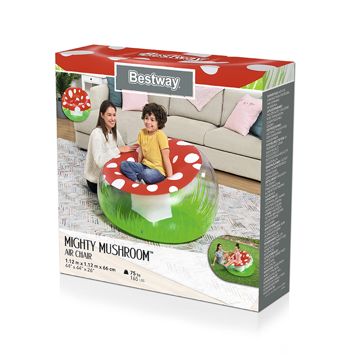 Bestway 75123 Sillon Gonflable Géant Champignon 112x112x66 cm +6 Ans Intérieur et Jardin