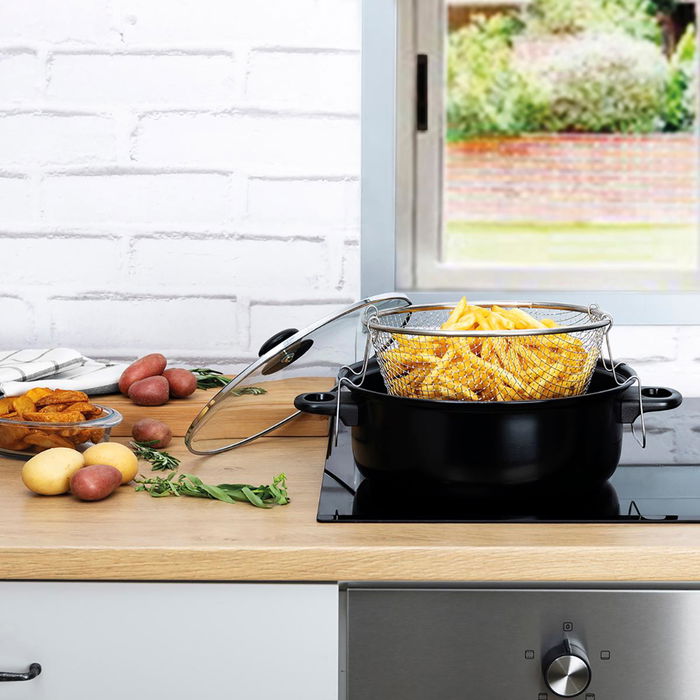 Quid Friteuse Gante 26 cm Acier Peint Compatible Vitrocéramique, Électrique, Gaz Quid Friteuse Gante 26 cm Acier Peint Compatible Vitrocéramique, Électrique, Gaz