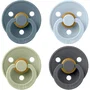 Bibs Lot de 4 sucettes avec embout rond - Caoutchouc naturel - Petrol Sage Baby Blue Iron