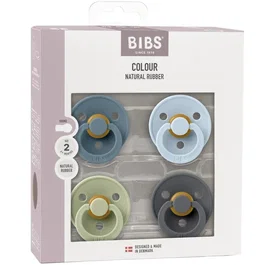 Bibs Lot de 4 sucettes avec embout rond - Caoutchouc naturel - Petrol Sage Baby Blue Iron