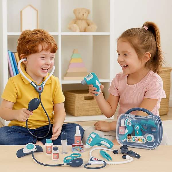 JugaToys Mallette médicale avec accessoires et lumière