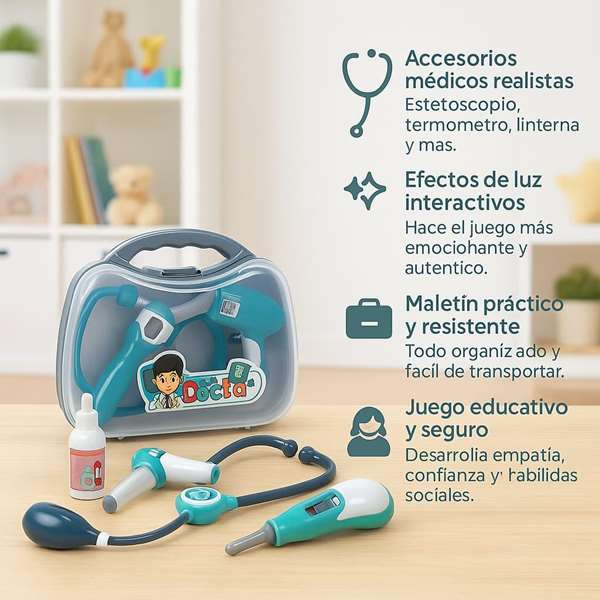 JugaToys Mallette médicale avec accessoires et lumière
