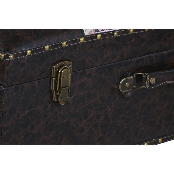 Lot de paniers Home ESPRIT Marron Multicouleur Polyuréthane Bois Vintage 70 x 40 x 45 cm (3 Unités)