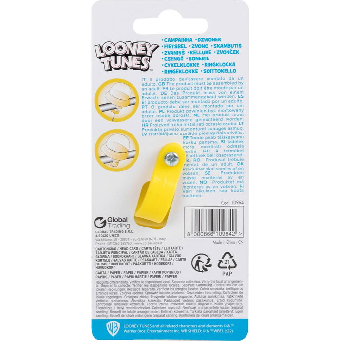 Looney Tunes Sonnette enfant pour vélo Jaune