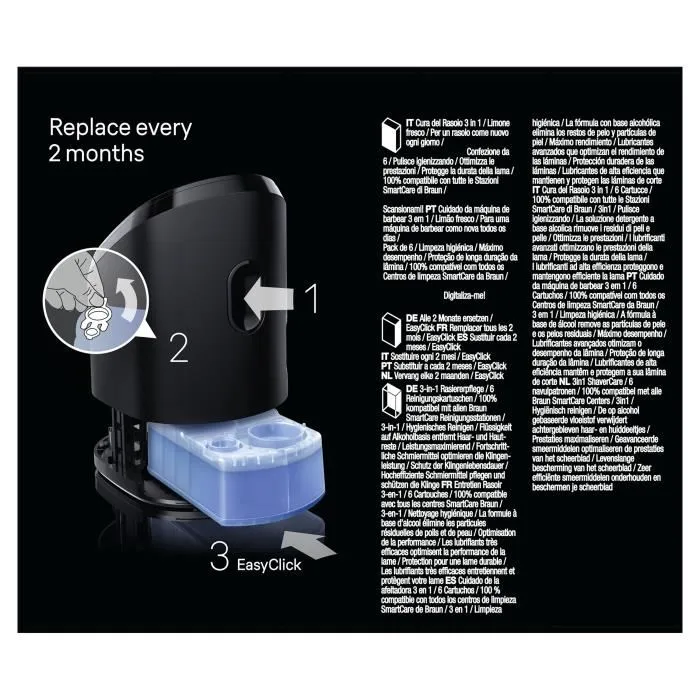 Braun CCR6 - Cartouche de nettoyage Clean & Renew recharge pour station SmartCare - Lot de 6 recharges