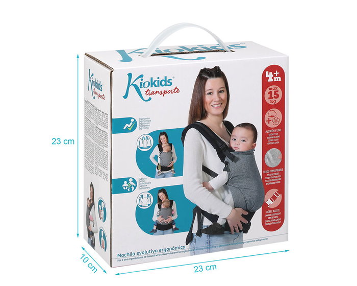 KioKids Porte-bébé évolutif ergonomique noir, position naturelle et physiologique, panel ajustable, 0+ mois KioKids Porte-bébé évolutif ergonomique noir, position naturelle et physiologique, panel ajustable, 0+ mois