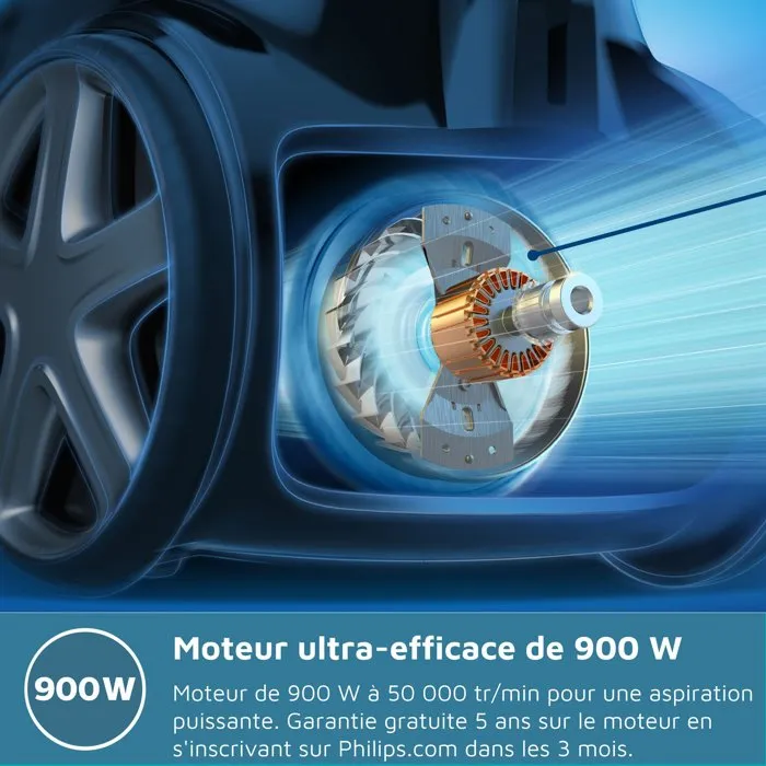 Philips XD3100/06 Aspirateur Traîneau avec Sac Série 3000 Performer Compact 900W 79 dB Violet Système Filtration Anti-Allergène Allergy H13