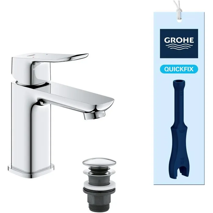 GROHE - Mitigeur de lavabo DICE Chrome Taille S - Clic-clac - Technologie SilkMove, débit limité, finition durable, 5 l/min GROHE - Mitigeur de lavabo DICE Chrome Taille S - Clic-clac - Technologie SilkMove, débit limité, finition durable, 5 l/min