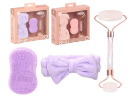 BERILO Set de 3 pièces de rouleaux exfoliants visage - Lila + Rosa