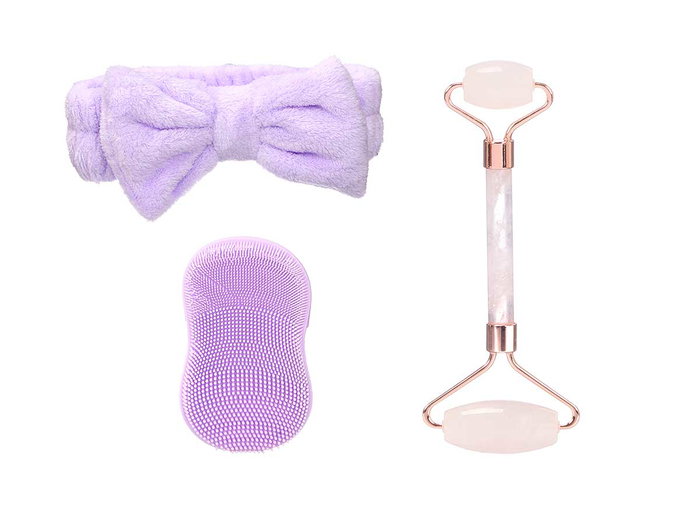 BERILO Set de 3 pièces de rouleaux exfoliants visage - Lila + Rosa
