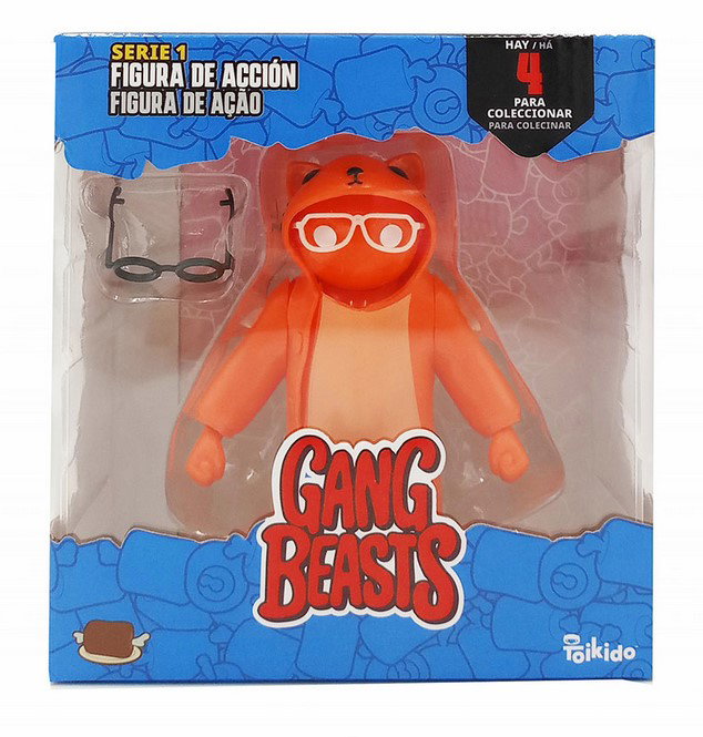 Bizak Figurine Gang Beasts - Pack Boîte avec 1 figurine et 1 paire de lunettes - 4 modèles à collectionner