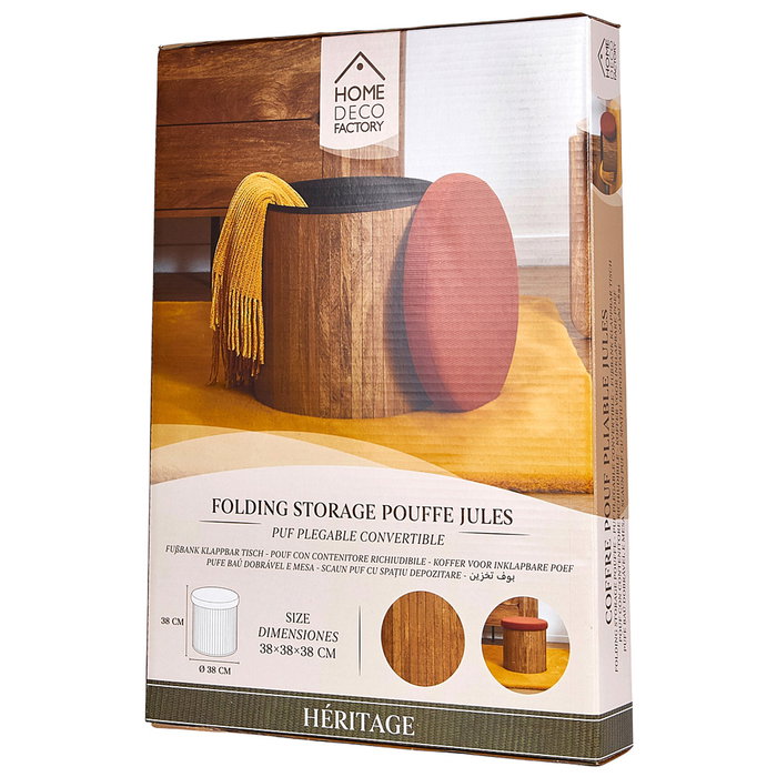 Home Deco Factory Pouf Jules Bois Terracotta