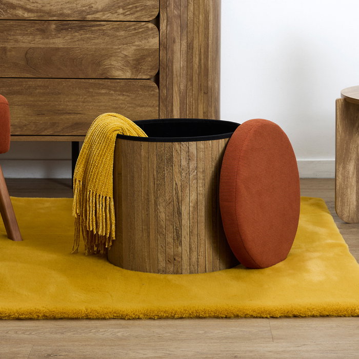 Home Deco Factory Pouf Jules Bois Terracotta