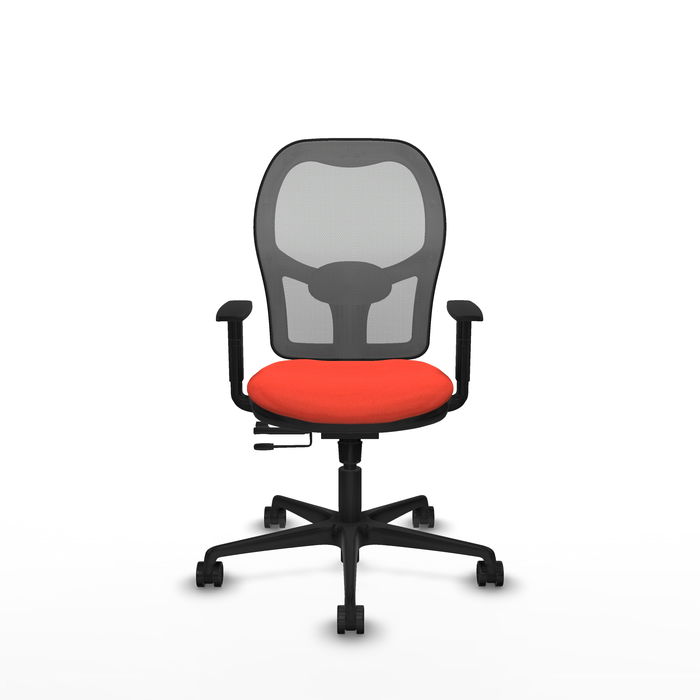 Chaise Jorquera Synchrone/Traslack tissu Orange foncé Maille Gris Base en nylon noir Accoudoir 1D Sans appui-tête Roulettes 65mm nylon