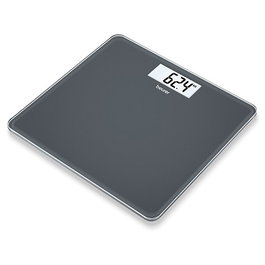Beurer GS-10 Bascule Électronique Ultra-Plate en Verre Noir avec Affichage LCD et Démarrage Automatique pour Salle de Bain