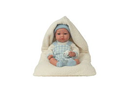 Munecas Arias Poupée Elegance 38 cm Aria Bleue avec Couverture (Peluche Pondérée) (Corps Vinyle, Genre Garçon)