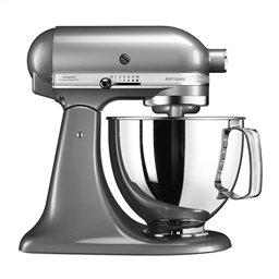 Kitchenaid 5KSM125 Robot Cuiseur Artisan de 4,8 Litres avec Accion Planetaire - Bol Inox et Accessoires - Argent Foncé
