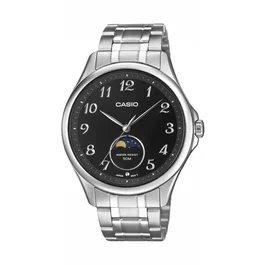 Casio MTP-M110D - Montre Homme Quartz Analogique avec Phase Lunaire - Cadran Noir, Bracelet Acier Inoxydable, Verre Minéral, Étanchéité 5 Bar