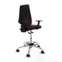 Tabouret Taburete Elche Asynchrone Cuir écologique Pourpre Structure chromée Accoudoir 1D Sans appui-tête Roulettes 65mm nylon