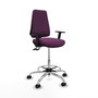 Tabouret Taburete Elche Asynchrone Cuir écologique Pourpre Structure chromée Accoudoir 1D Sans appui-tête Roulettes 65mm nylon