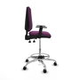 Tabouret Taburete Elche Asynchrone Cuir écologique Pourpre Structure chromée Accoudoir 1D Sans appui-tête Roulettes 65mm nylon