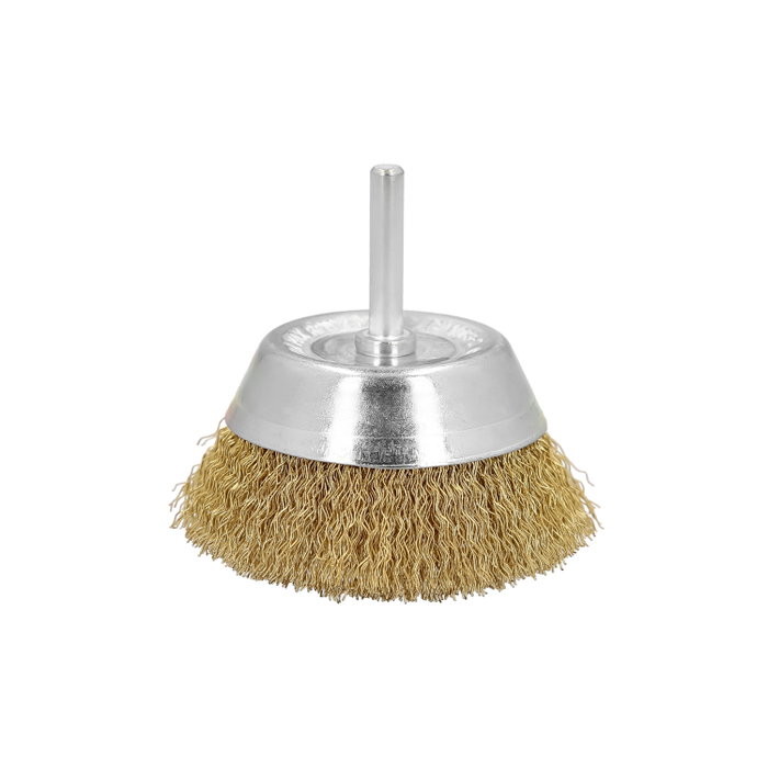 WOLFPACK LINEA PROFESIONAL Cepillo de tasse en acier laitonné Ø 100 mm, tige 1/4 par po WOLFPACK LINEA PROFESIONAL Cepillo de tasse en acier laitonné Ø 100 mm, tige 1/4 par po