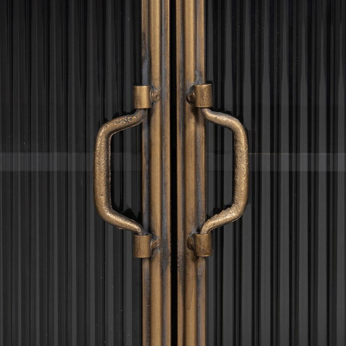 BigBuy Home Présentoir BRICK Noir Doré Verre Fer