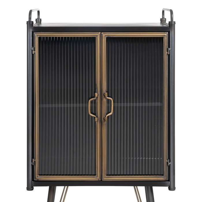 BigBuy Home Présentoir BRICK Noir Doré Verre Fer