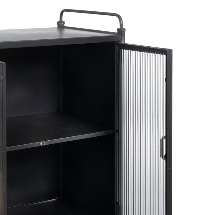 BigBuy Home Présentoir BRICK Noir Doré Verre Fer
