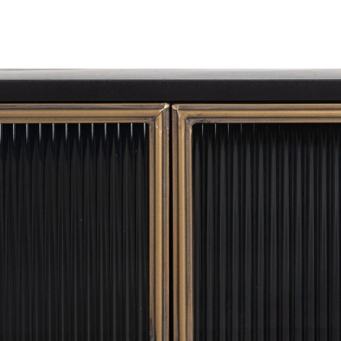BigBuy Home Présentoir BRICK Noir Doré Verre Fer