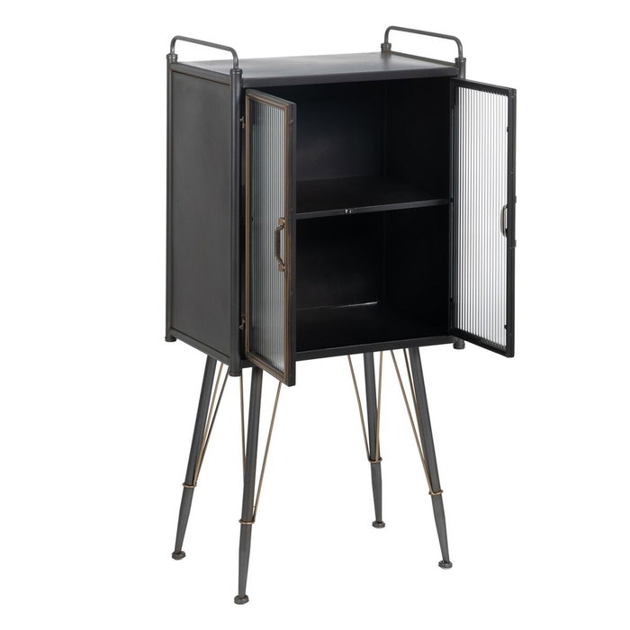 BigBuy Home Présentoir BRICK Noir Doré Verre Fer