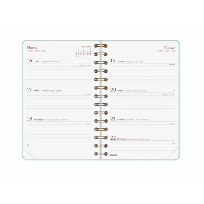 Agenda Finocam Alma Menthe 11,7 x 18,1 cm 2026