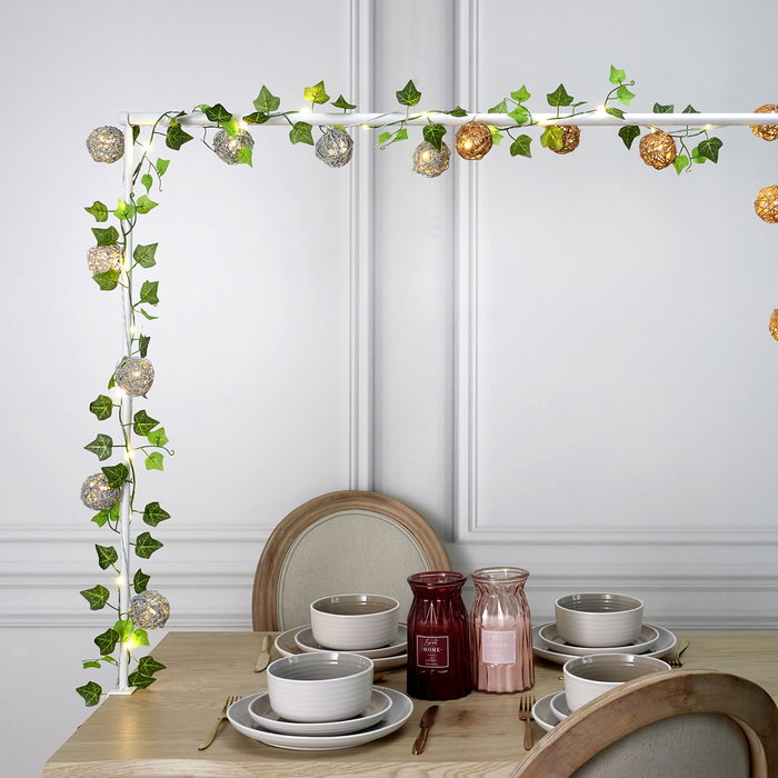 Home Deco Factory Guirlande 20 LED avec feuilles 2 m
