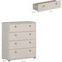 TEMPRA Commode 4 tiroirs - Couleur Sable - Design sobre - L 73,7 x P 34,8 x H 85,5 cm - Organisation chambre salon