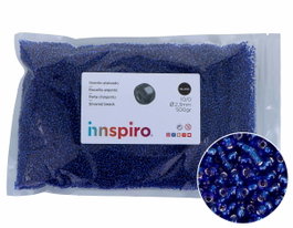 Innspiro Perles de rocaille en verre rond argenté et bleu marine 2,3 mm 500g