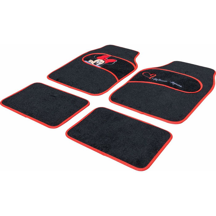 Licensing Jeu de tapis en moquette Minnie 4 pcs Noir/Rouge