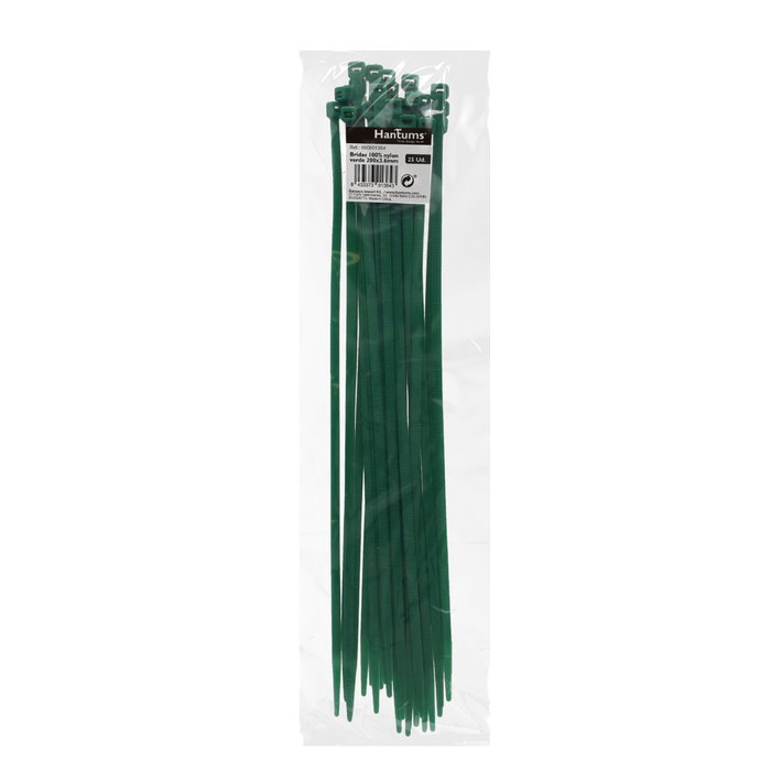Hantums Sac de 25 colliers de serrage 100% nylon 200x3,6mm Vert