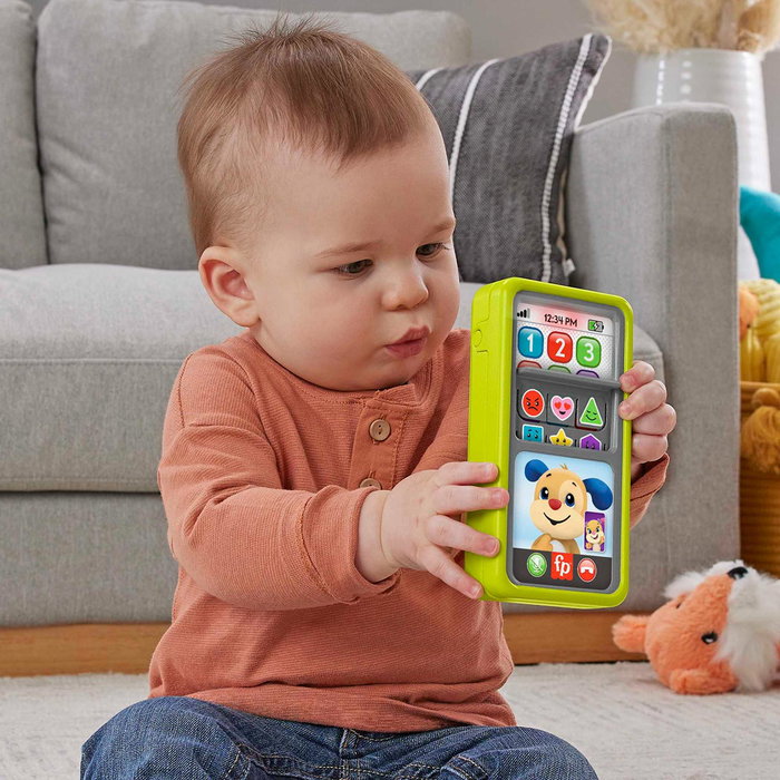 Fisher-Price Smartphone Jouet Éducatif et Musical Desliza y Aprende avec 4 Langues (Espagnol, Italien, Portugais, Anglais) pour Enfants 9 Mois et Plus HN45