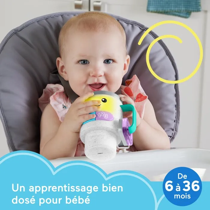 Fisher-Price - Tasse d'apprentissage interactive Lumières et Sons HXF49 - Jouet d'éveil avec 20+ chansons, 3 langues, pour bébés 6 à 36 mois