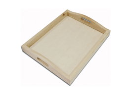 Innspiro Plateau en bois de pin massif avec verre 40x30x4cm