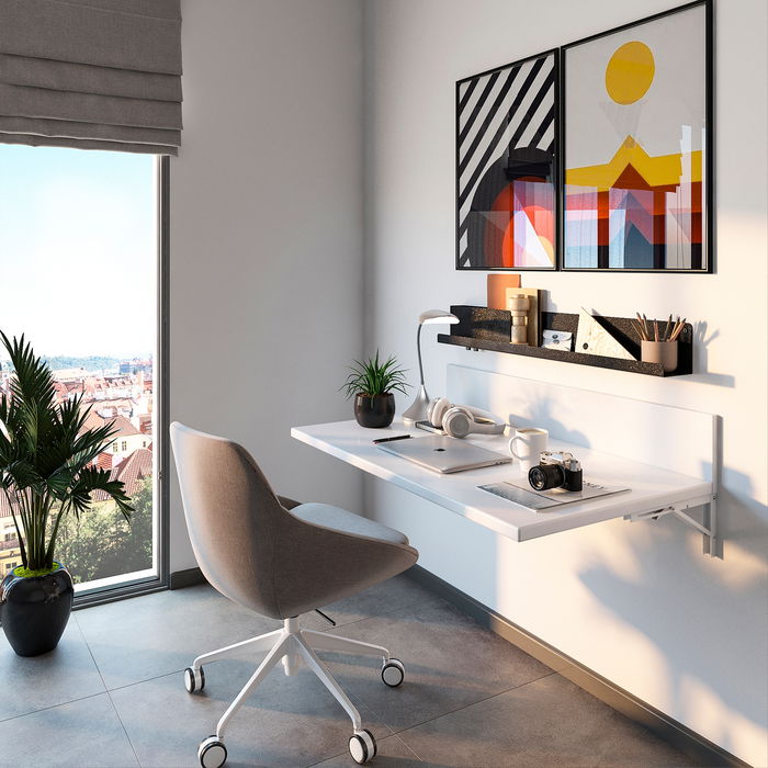 Emuca Jeu de Supports de pliage, longueur 203mm, Acier, Peint en blanc