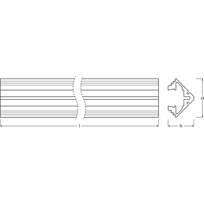 Ledvance Profil moyen pour bandes LED PM03/E/19X19/10/1 1M Gris